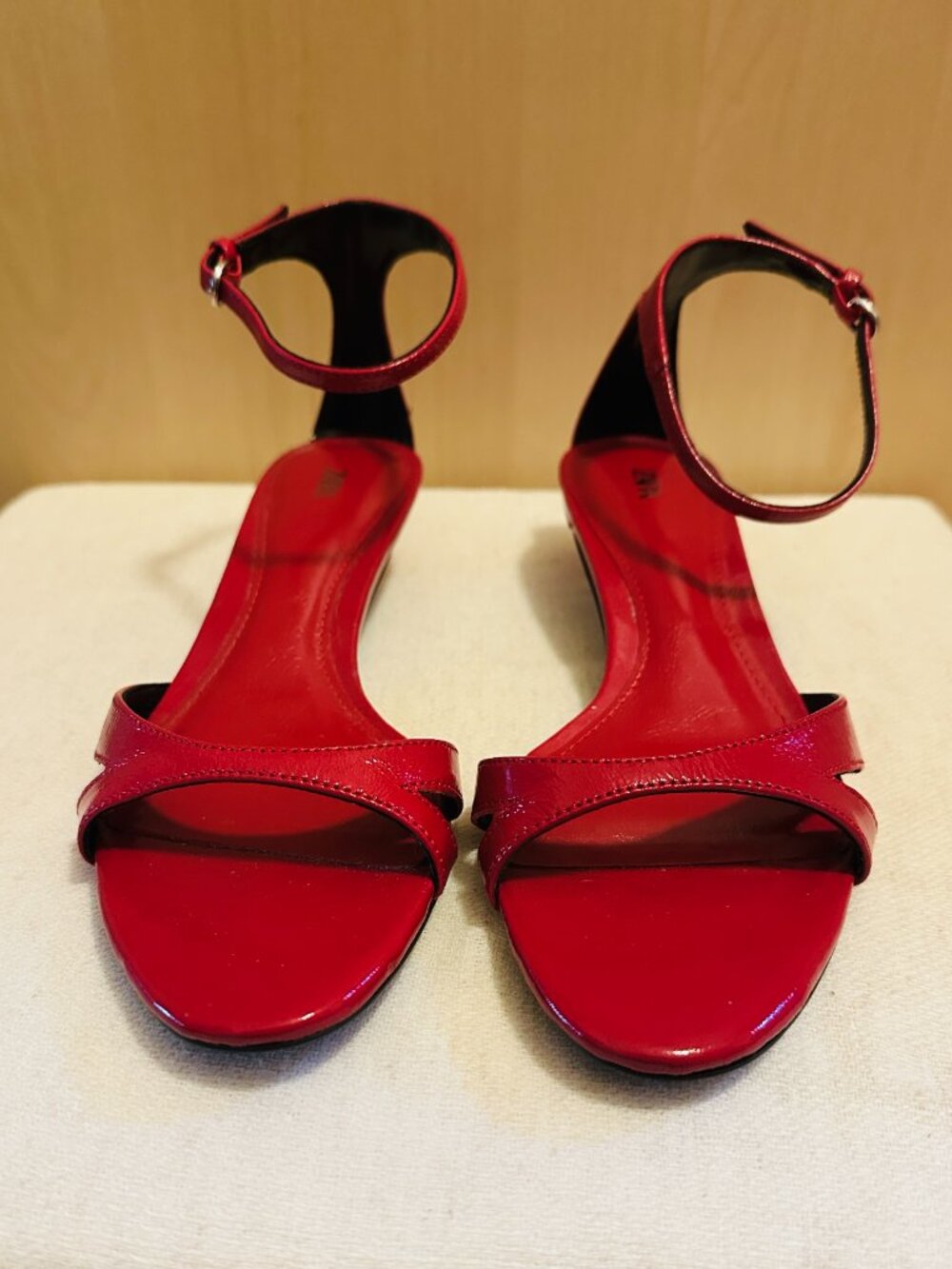 ZARA LEATHER ANKLE STRAP SANDALS - RED size 36 / 6 - Picture 4 of 12